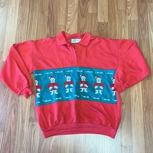 Vintage Flying Colors Red Christmas Sweater Small